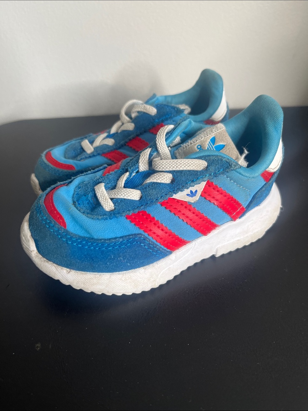 adidas Kids Blue and Red Retro Runner Sneakers